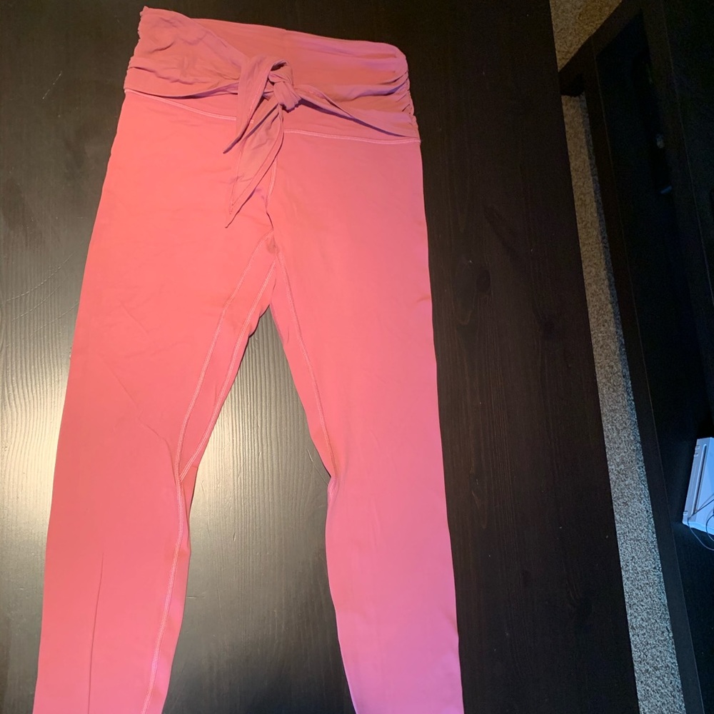 Pink lululemon tie front align pants